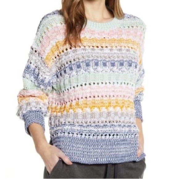 NWT L&G Rainbow Fringestitch Crewneck Sweater - Picture 4 of 9